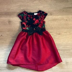 Red and Black Holiday Flower Dress